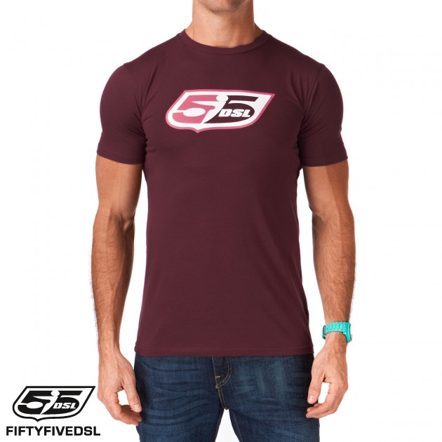 55DSL Mens 55 DSL Logo Classic T-Shirt - Oxblood