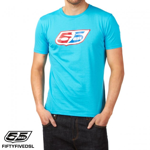 Mens 55DSL Logo Classic T-Shirt - Cyan