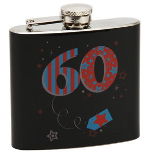 60th Birthday Black Hipflask