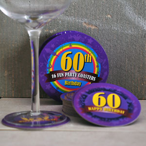 60th Birthday Pack 16 Party Coaster