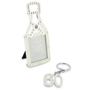 60th Champagne Bottle Photo Frame and Keyring