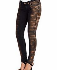 7 For All Mankind Olivya black and gold cotton blend jeans