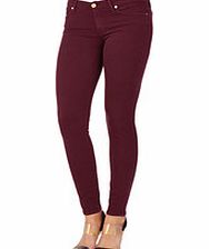 7 For All Mankind The Skinny burgundy cotton blend jeans