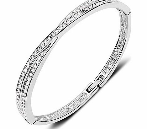 7 Ounces - Swarovski Elements Crystal Transparent - Bracelets/Bangle for Women/Girls - White Gold Plated Alloy Fashion Jewelry - Best Ideal Gift Perfect for Birthdays / Christmas /Mothers Day/Valentin