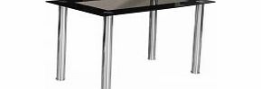 7 Star Furniture 7 Star Black Glass Dining Table - Table Width 105cm - Clear Glass Top with Black Edges - Sturdy Chrome Legs - Sleek Modern Table