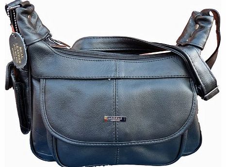Italian Leather Ladies Handbag Black Soft Leather Shoulder Bag 7473