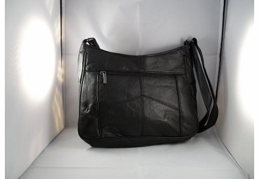 Italian Leather Ladies Handbag Black Soft Leather Shoulder Bag 7691