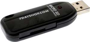 7dayshop.com Single Slot USB 2.0 Flash Memory Card Reader - MicroSD/Transflash