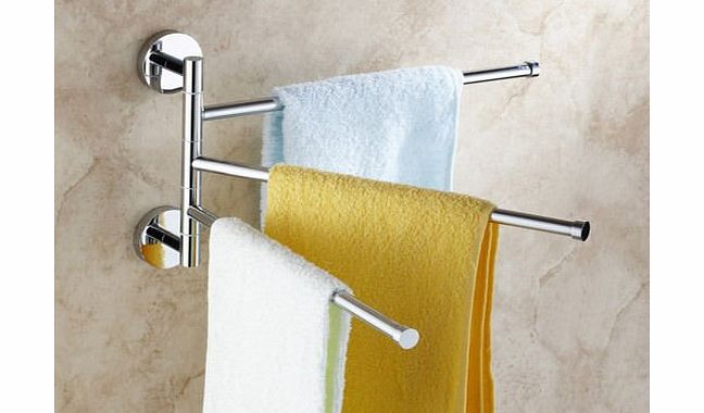 7th-AVE 3-ARM WALL MOUNTED BATHROOM SWIVEL BARS CHROME TOWEL/RAIL/HOLDER/HANGER BATH
