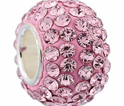 8Years.European Charms 8Years(R) 925 Sterling Silver European Charms Spacer Beads Rhinestone Pink Fit Charm Bracelet 12x7mm