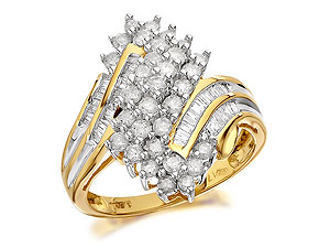 9ct Gold 1 Carat Diamond Cluster Ring - 049257