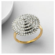 9ct Gold 1 Carat Diamond Cluster Ring, J
