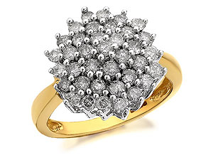 9ct Gold 1 Carat Diamond Four Tier Cluster Ring