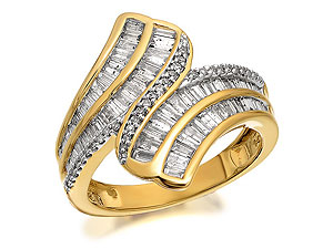 9ct Gold 1 Carat Diamond Triple Row Crossover