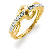 9ct Gold 10Pt Diamond Twist Knot Ring, K