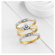 9ct Gold 13pt Diamond Bridal Ring Set J