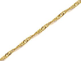 9ct Gold 1mm Wide Twisted Curb Chain 16`` -