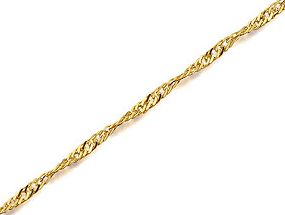 9ct Gold 1mm Wide Twisted Curb Chain 16`` -