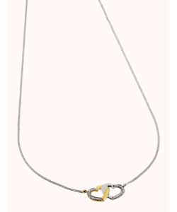 9ct gold 2 Colour Double Diamond Heart Necklet