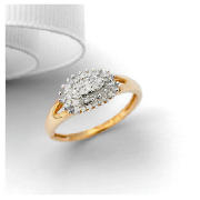 9ct Gold 25 point Diamond Oval Cluster Ring, R