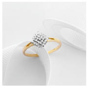 9CT GOLD 25PT DIAMOND CLUSTER RING, M