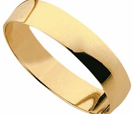 9ct Gold 4mm Plain D Shape Wedding Ring - Size P