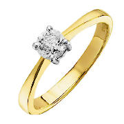9CT GOLD 50PT DIAMOND SOLITAIRE RING, L