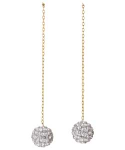 9ct Gold 8mm Crystal Ball Pull Thru Earrings