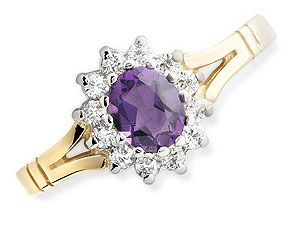 9ct gold Amethyst and Cubic Zirconia Ring 186272-P