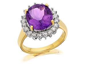 9ct gold Amethyst and Diamond Cluster Ring 048432