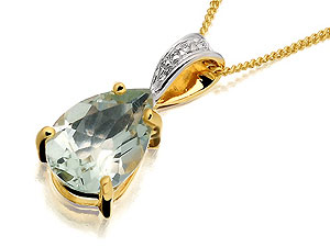 9ct gold Amethyst and Diamond Pendant and Chain
