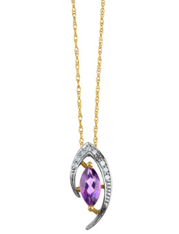 9ct gold Amethyst and Diamond Pendant