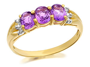9ct Gold Amethyst And Diamond Ring - 048444