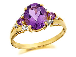 9ct Gold Amethyst And Diamond Ring - 180328