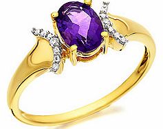 9ct Gold Amethyst And Diamond Ring - 180403