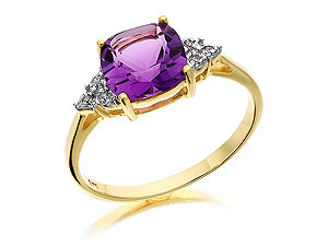 9ct Gold Amethyst and Diamond Ring 180909