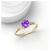 9ct gold amethyst and diamond ring L