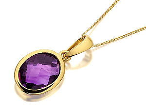 9ct Gold Amethyst Pendant And Chain - 188275