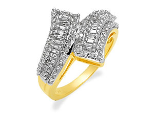 9ct gold and Baguette-Cut Diamond Crossover Ring 049210-R