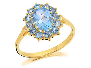 9ct gold and Blue Topaz Cluster Ring 180910-O