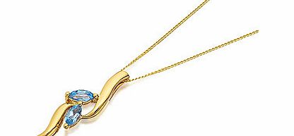 9ct Gold And Blue Topaz Pendant And Chain - 188374