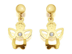 9ct gold and Cubic Zirconia Angel Drop Earrings