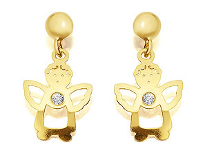 and Cubic Zirconia Angel Drop Earrings