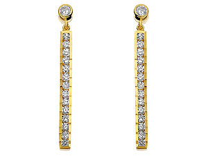 9ct gold and Cubic Zirconia Bar Drop Earrings