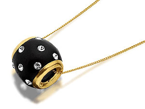 9ct Gold And Cubic Zirconia Black Slider Charm
