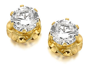9ct Gold And Cubic Zirconia Earrings 4mm - 072788