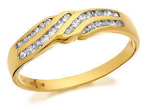 9ct Gold And Cubic Zirconia Four Waves Ring -