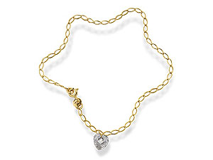 9ct gold and Cubic Zirconia Heart Charm Anklet