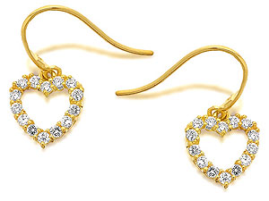 9ct Gold And Cubic Zirconia Heart Hook Wire Drop