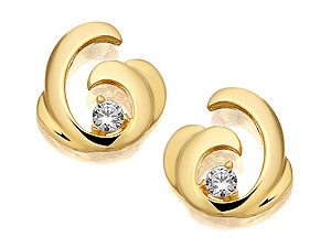 9ct gold and Cubic Zirconia Swirl Earrings 072756